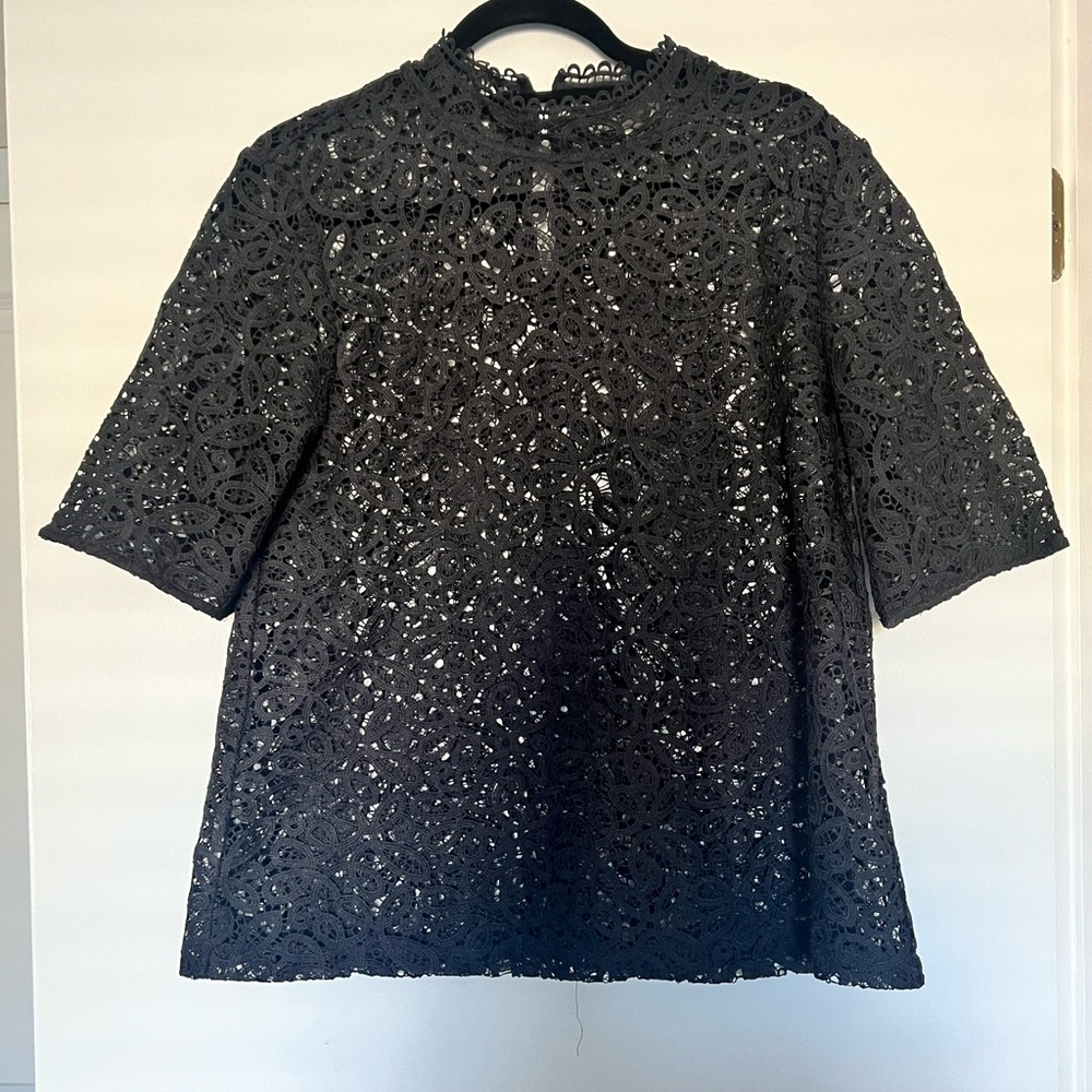 Loft lace grey 3/4 sleeve top